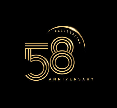 58 years anniversary celebration logotype. elegant modern number gold color