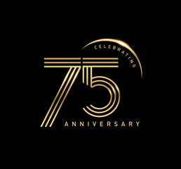 75 years anniversary celebration logotype. elegant modern number gold color