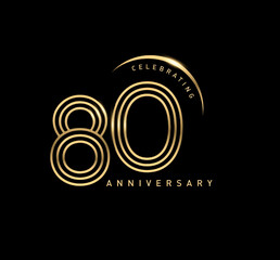 80 years anniversary celebration logotype. elegant modern number gold color
