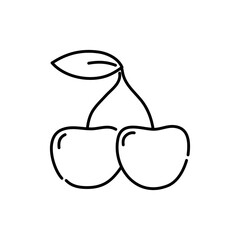 Cherry doodle icon. Hand drawn black sketch. Vector Illustration.