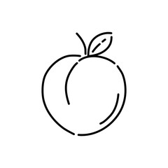 Peach hand drawn black icon. Avocado outline style design. Vector.