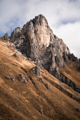 Sharp rock formations in the mountains near Lake Como  during an autumnal day
