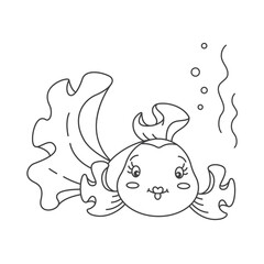 Goldfish in doodle style, coloring book, coloring page