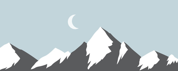 Fototapeta na wymiar Mountains on a blue background. Illustration of mountain peaks.