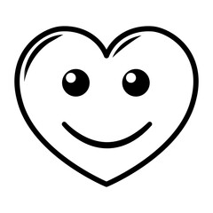 Line art hearts emoticon. Emotional hearts with black thin line, isolated on white background.PNG with transparent background