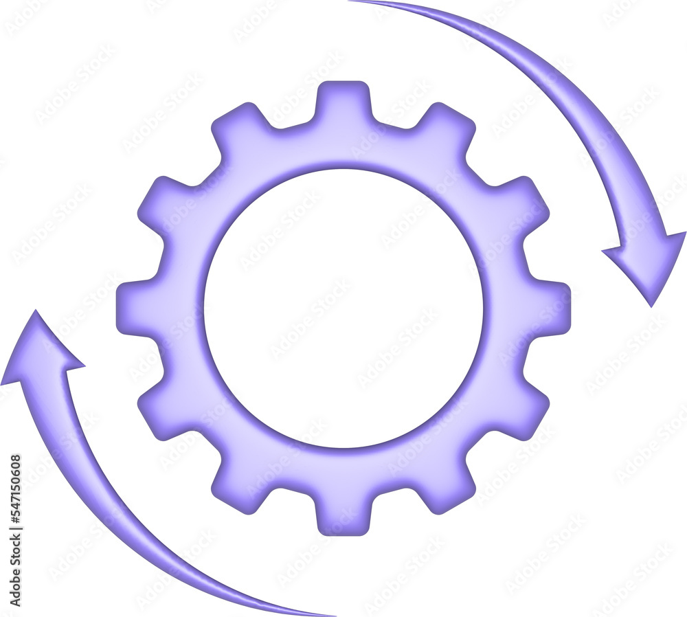 Poster 3d rendering setting gear icon. illustration with shadow isolated on white.
