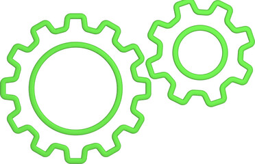 3d rendering setting gear icon. Illustration with shadow isolated on white.