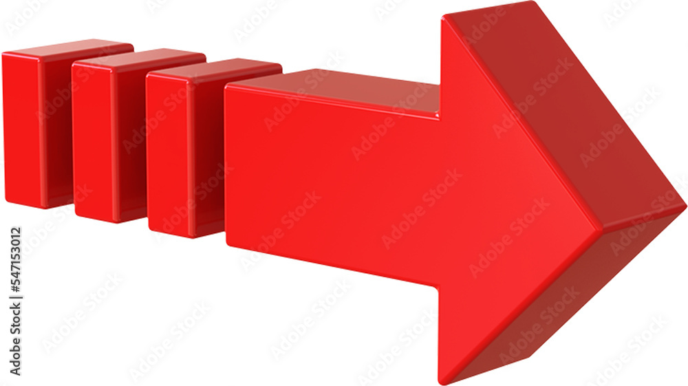Poster red advance arrow isolated on transparent background. 3d rendering