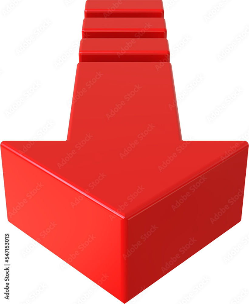 Poster red advance arrow isolated on transparent background. 3d rendering