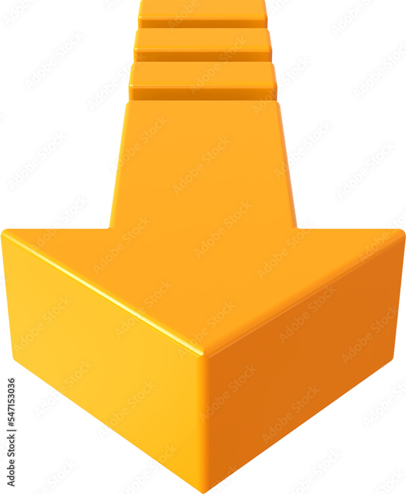 Poster orange advance arrow isolated on transparent background. 3d rendering