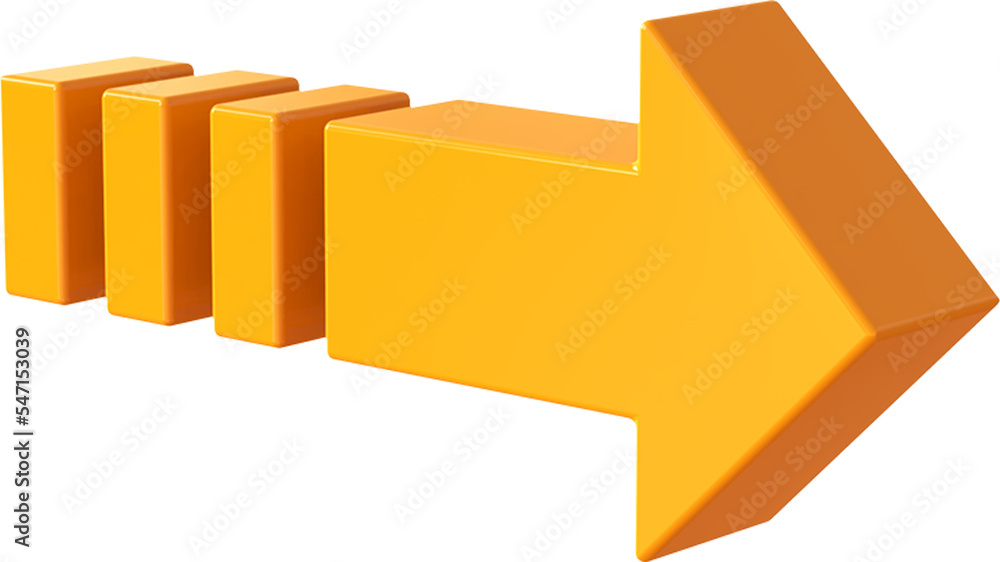 Poster orange advance arrow isolated on transparent background. 3d rendering