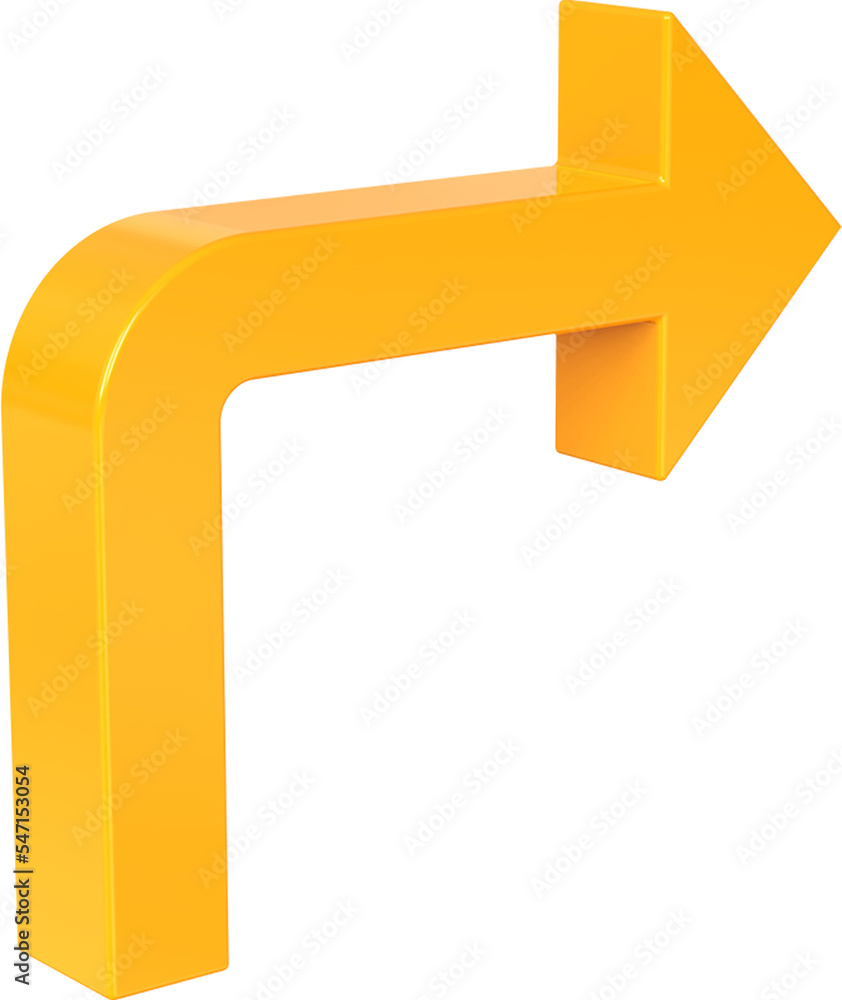Poster orange forward arrow isolated on transparent background. 3d rendering