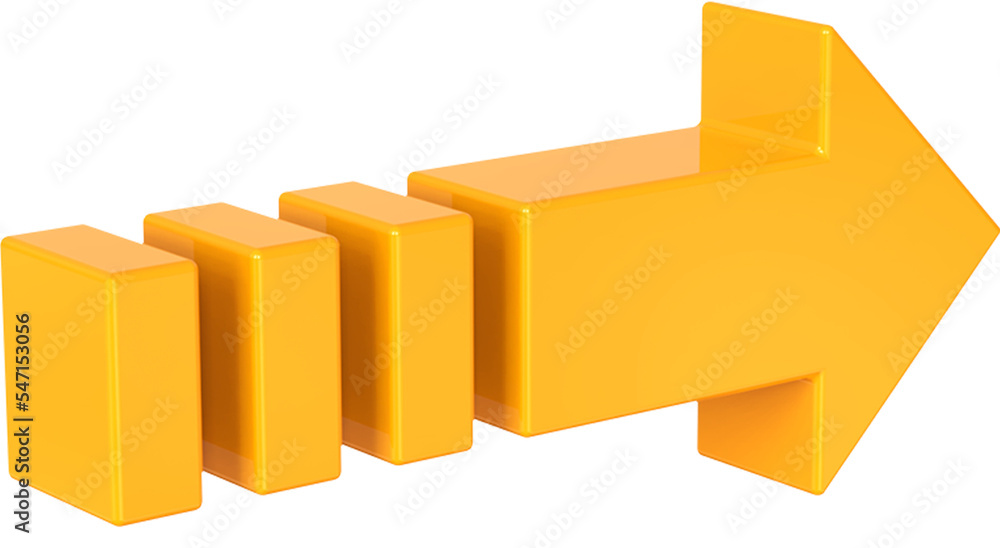Poster orange advance arrow isolated on transparent background. 3d rendering