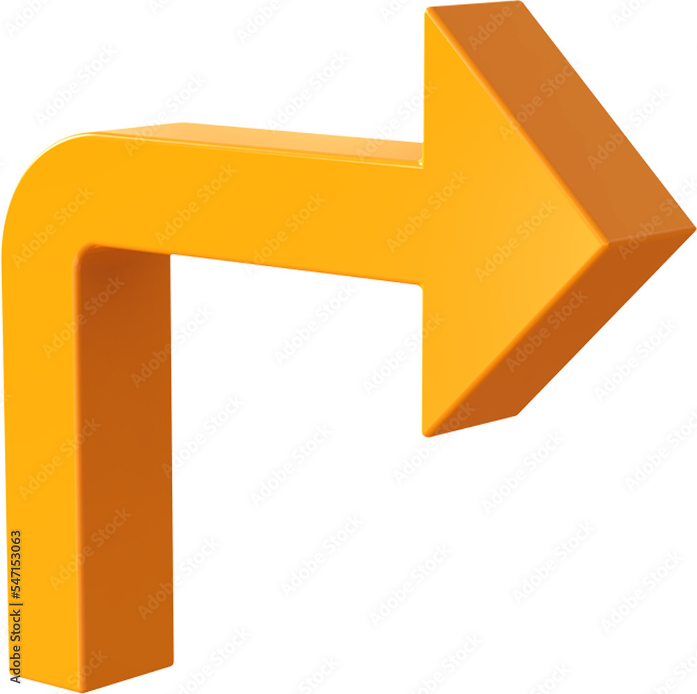 Poster orange forward arrow isolated on transparent background. 3d rendering