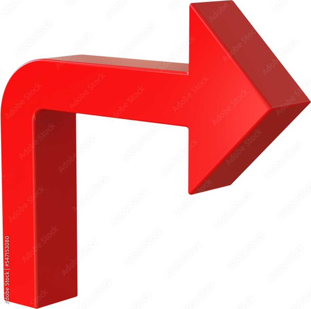 Poster red forward arrow isolated on transparent background. 3d rendering