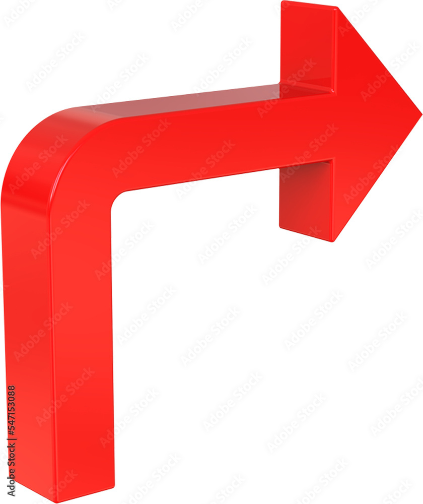 Poster red forward arrow isolated on transparent background. 3d rendering