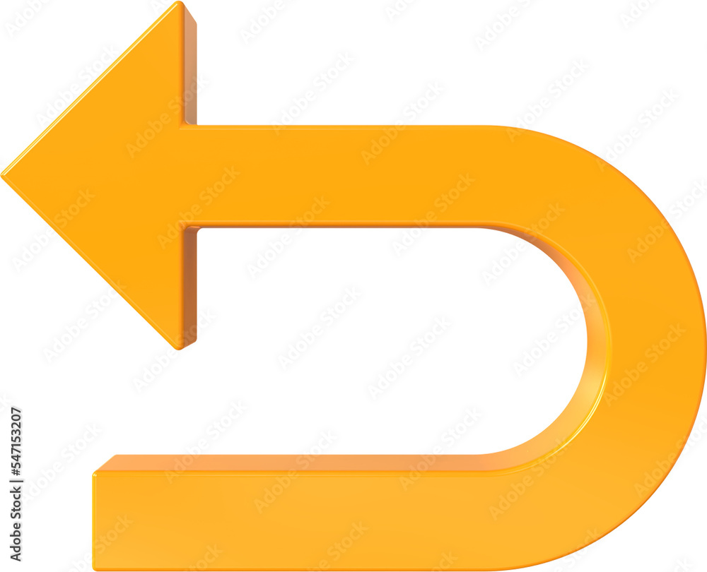 Poster turn to left arrow isolated on transparent background. 3d rendering