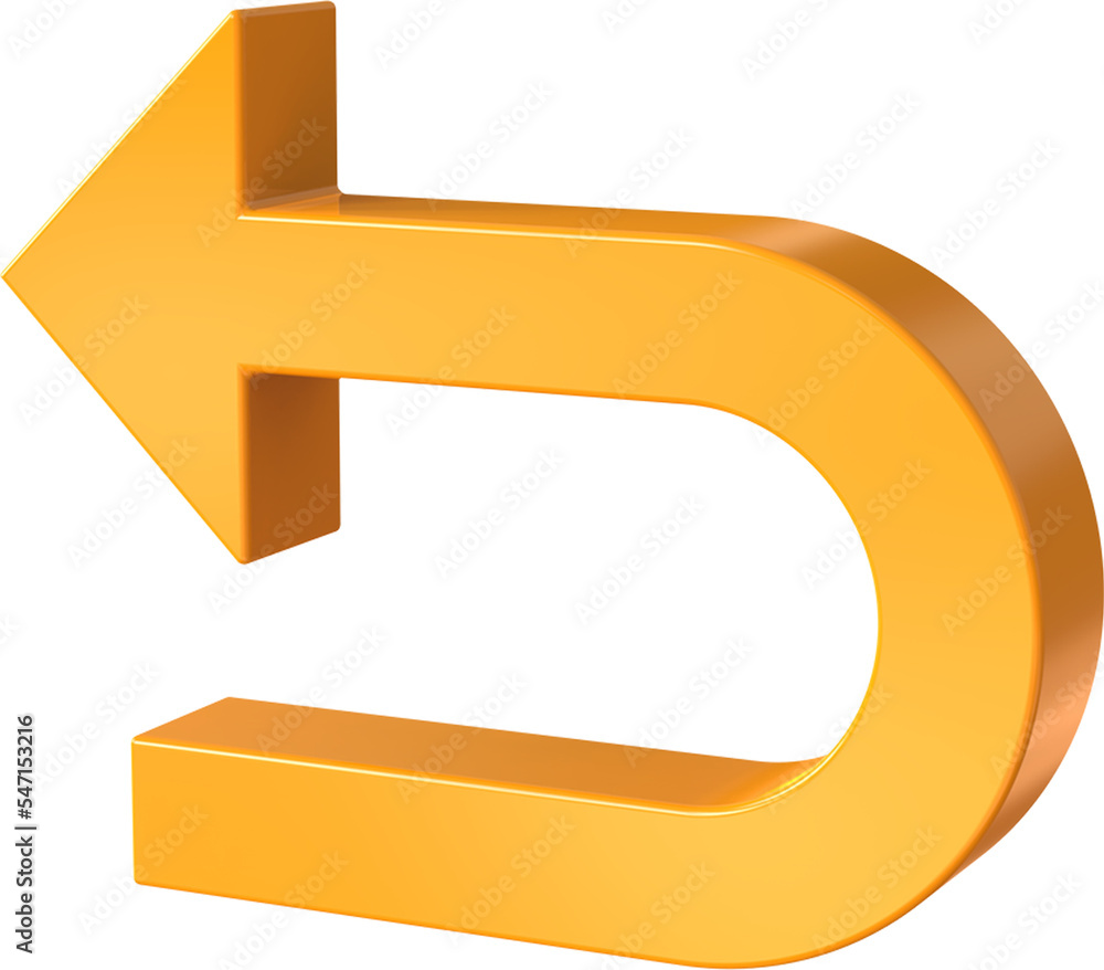 Poster turn to left arrow isolated on transparent background. 3d rendering