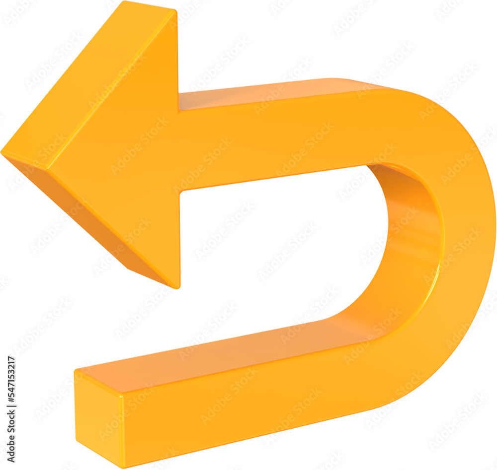 Poster turn to left arrow isolated on transparent background. 3d rendering
