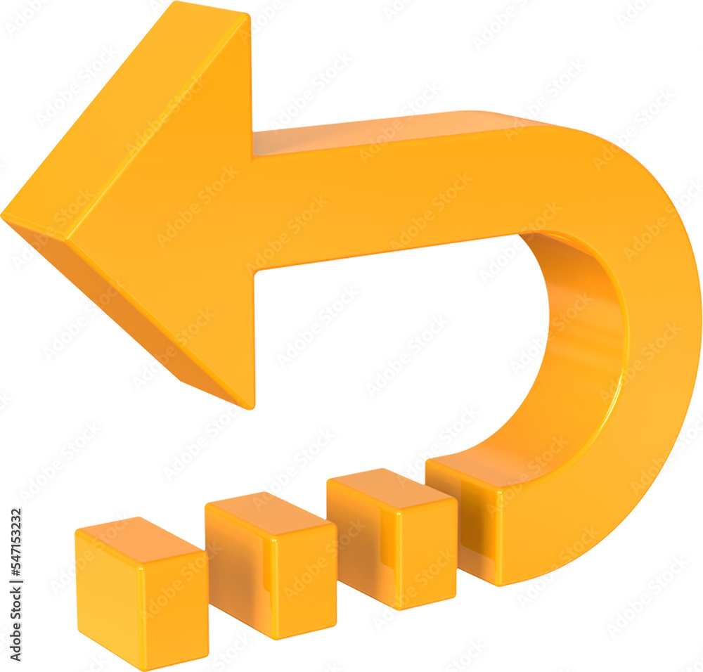 Poster return arrow isolated on transparent background. 3d rendering