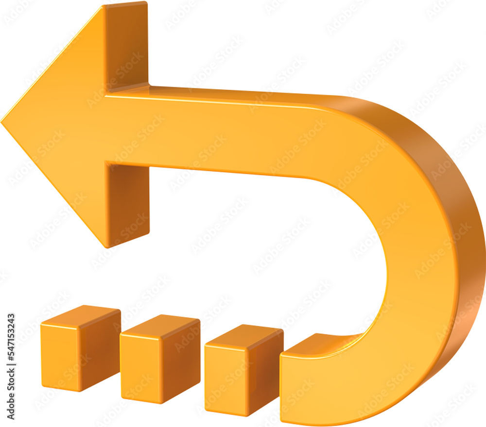 Poster return arrow isolated on transparent background. 3d rendering