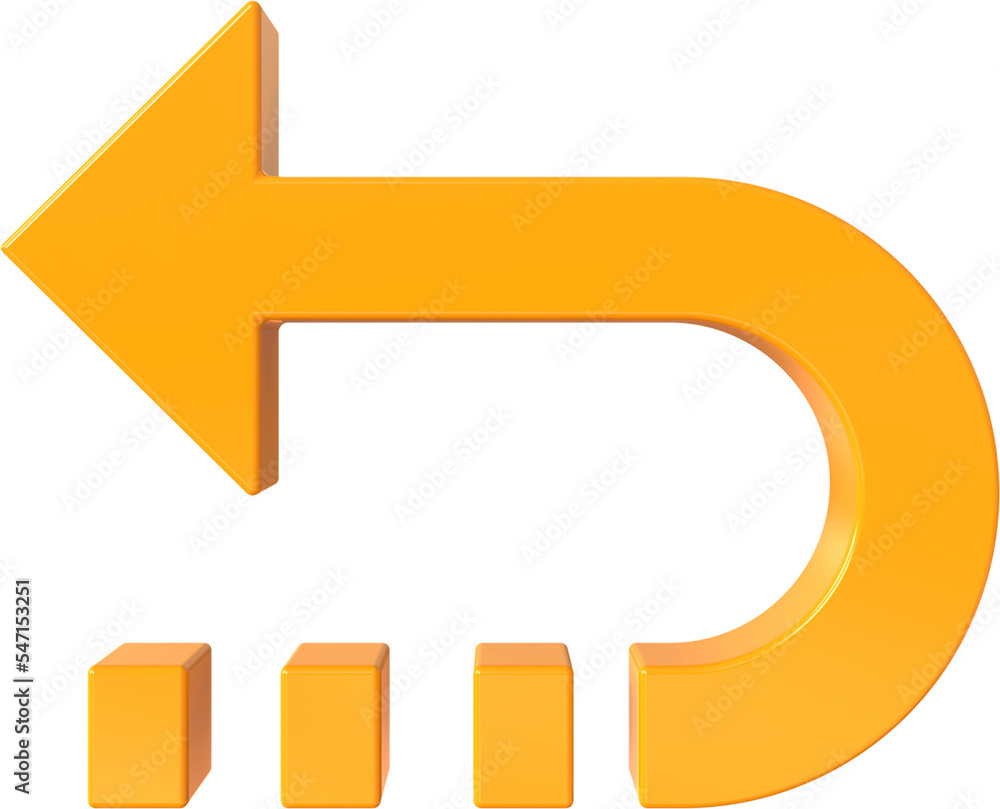 Poster return arrow isolated on transparent background. 3d rendering