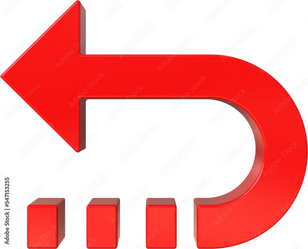 Poster return arrow isolated on transparent background. 3d rendering