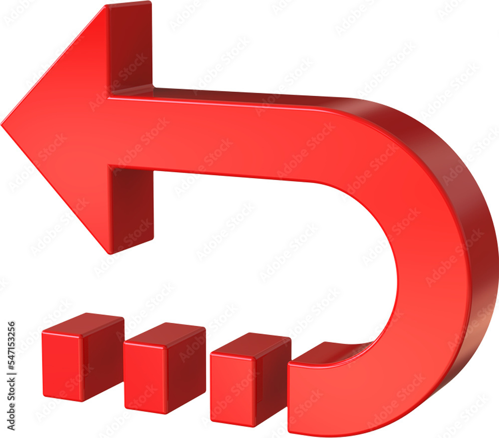 Poster return arrow isolated on transparent background. 3d rendering
