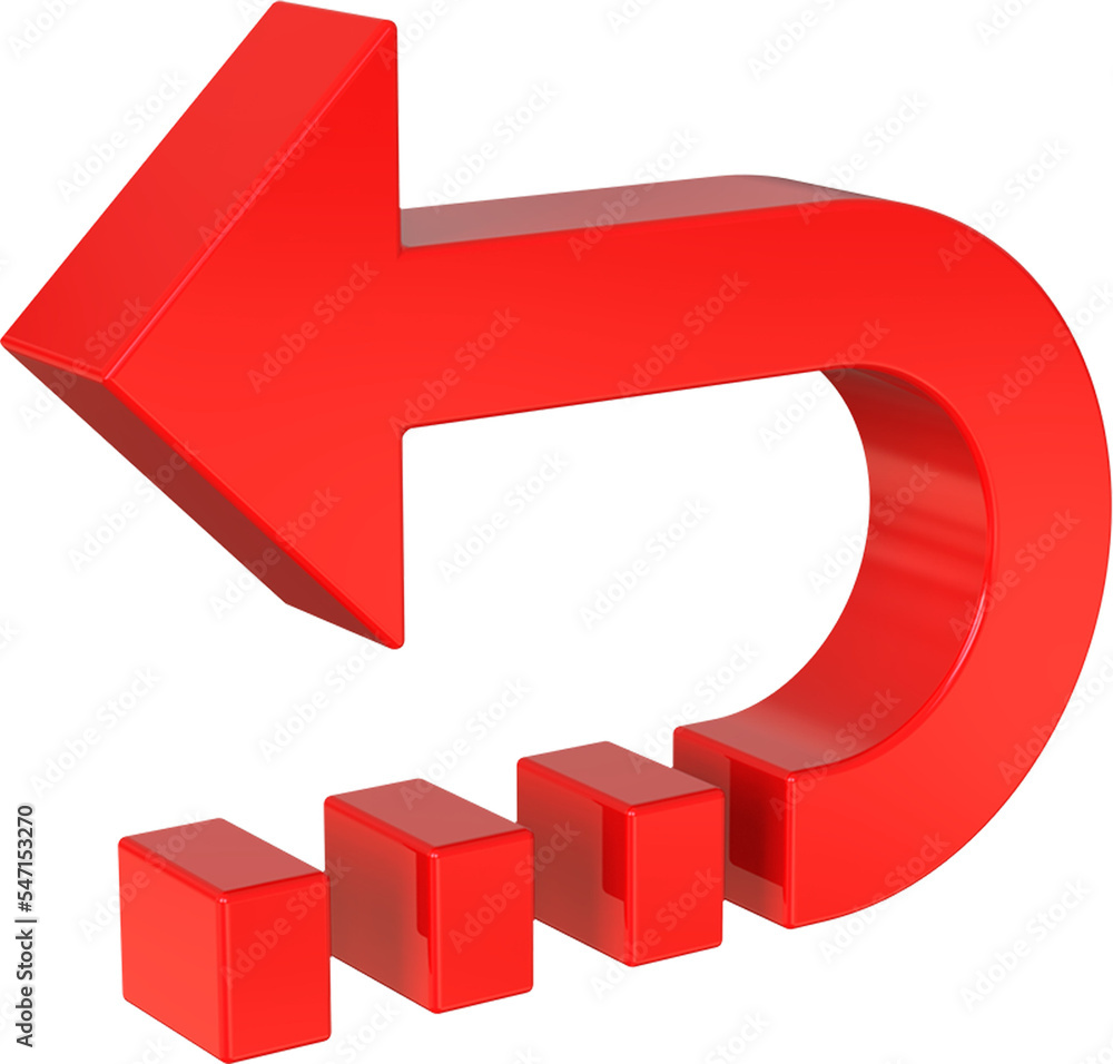 Poster return arrow isolated on transparent background. 3d rendering