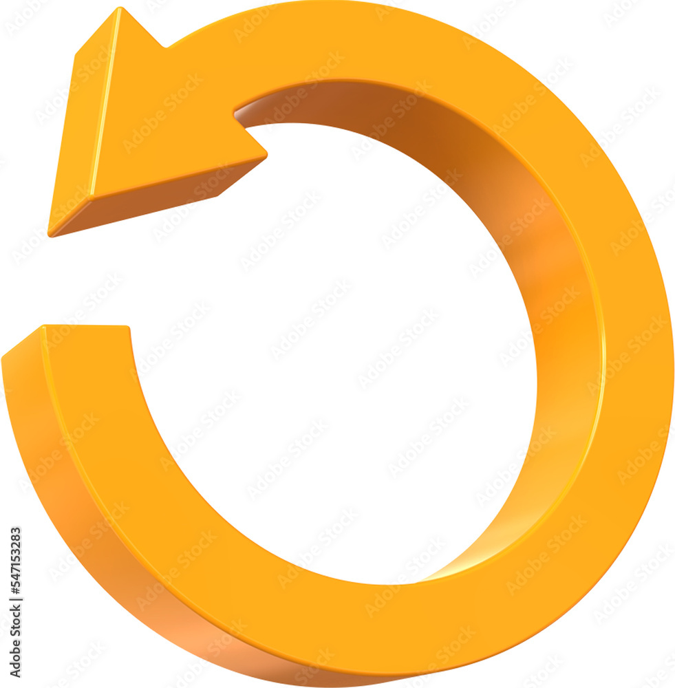 Fototapete rotate arrow isolated on transparent background. 3d rendering
