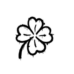 Four-leaf clover icon. Black graffiti spray. © savvalinka