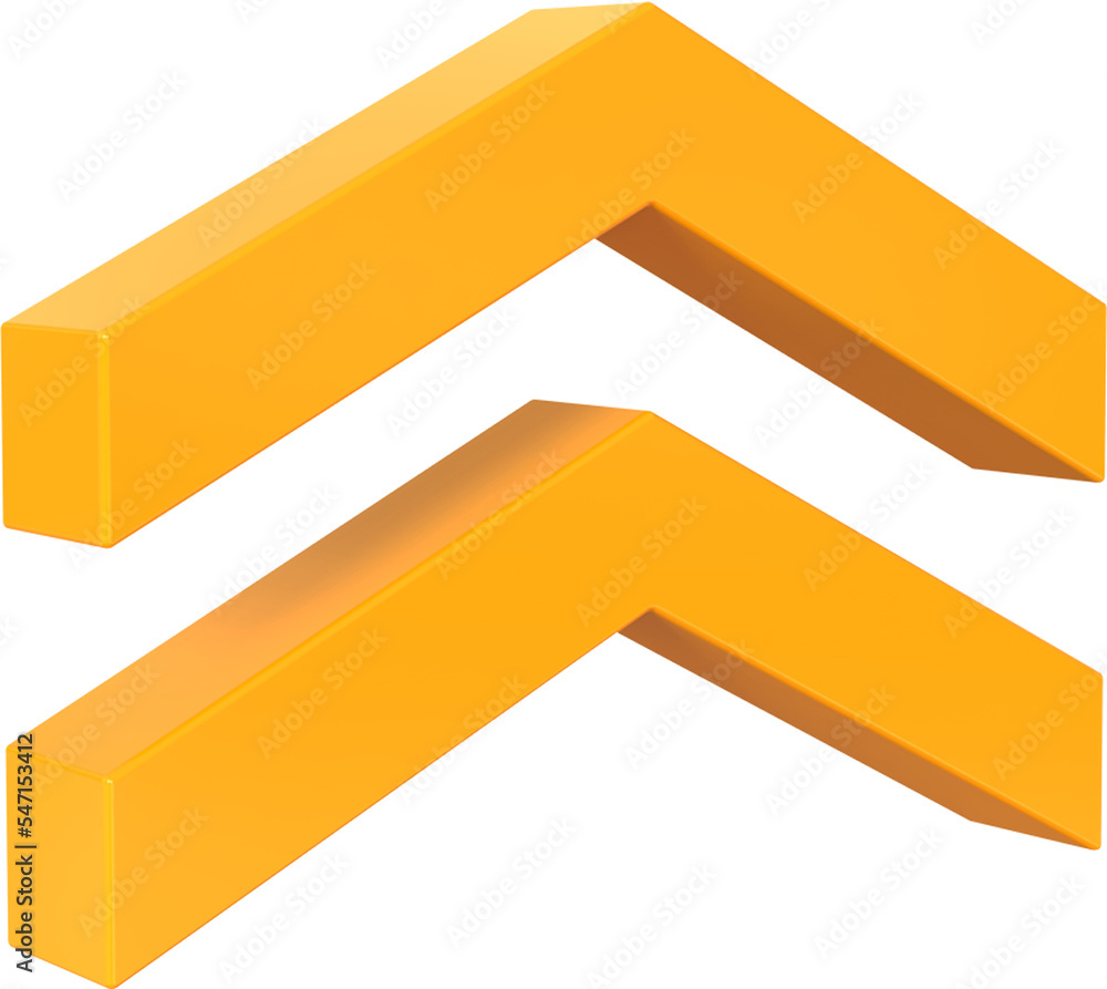 Poster chevron arrow isolated on transparent background. 3d rendering