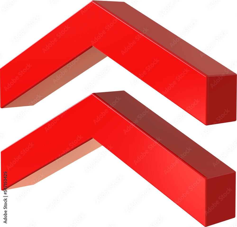 Poster chevron arrow isolated on transparent background. 3d rendering