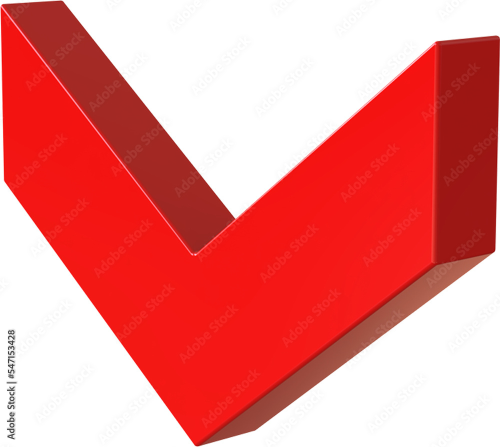 Poster chevron down arrow isolated on transparent background. 3d rendering
