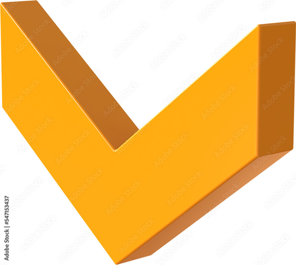 Poster chevron down arrow isolated on transparent background. 3d rendering