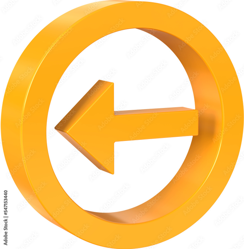 Poster left arrow isolated on transparent background. 3d rendering