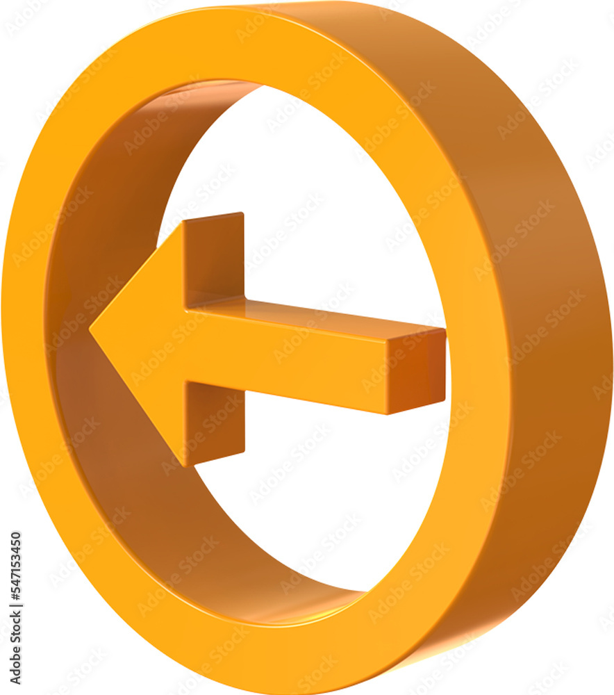 Aufkleber left arrow isolated on transparent background. 3d rendering