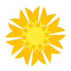 Sunflower blossom vector illustration set. Sunflower, aster, marigold flower illustration design set. Yellowish color