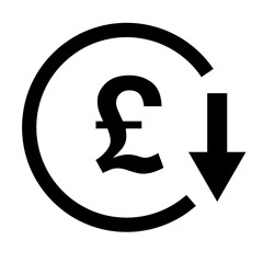 Decrease in the value of the pound. Vector.