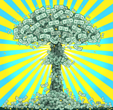 Clipart nuclear explosion from green dollar bills