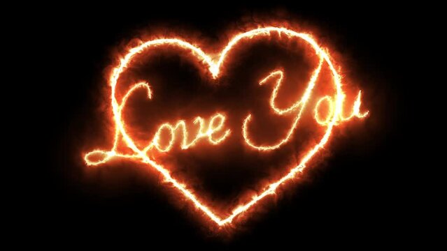 burning heart on black and Love you typo
