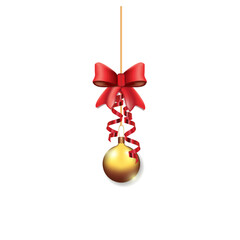 Christmas balls and festive streamers on an isolated background.  Template for text, design elements, places to copy, postcards, social networks, covers, banners. New Year and Christmas.