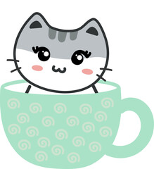 kitten in coffee cup. cat