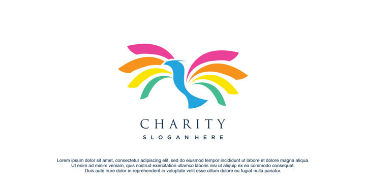 Charity logo with modern concept for business premium vector