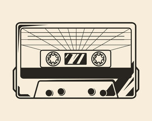 Cassette music monochrome vintage emblem