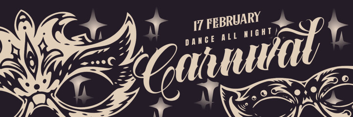 Carnival party monochrome banner vintage