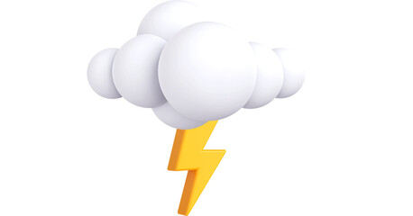 Thunder Lightning, 3D Weather isolated on transparent background