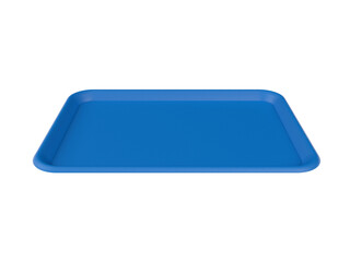 Empty blue plastic tray. Isolated. Transparent background. 3d illustration.