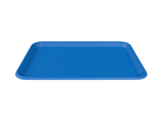 Empty blue plastic tray. Isolated. Transparent background. 3d illustration.
