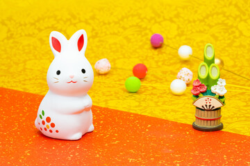 写真素材:令和5年・2023年の干支は卯（う・うさぎ）　卯年の年賀状素材（和風、和紙、千代紙、お正月小物等）